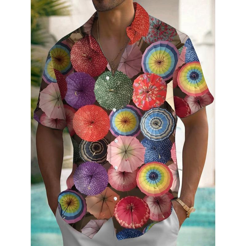 Ny Hawaii Vår/Sommar Mode Fritid Gatumode Turist Strand Tryckt Helt Öppen Kortärmad Knäppskjorta, Snabb Leverans