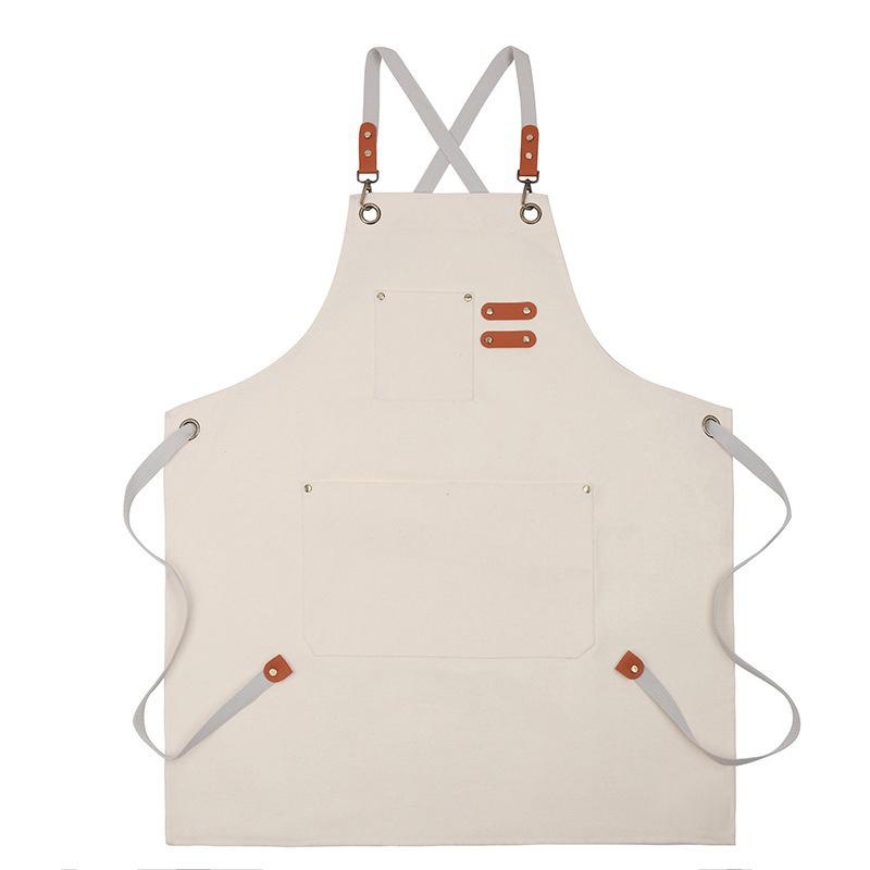 Household Canvas Apron Oil-Proof Can Wipe Hands Kitchen Cooking Men Women Adult With Tool Pockets  Coffee Over Apron