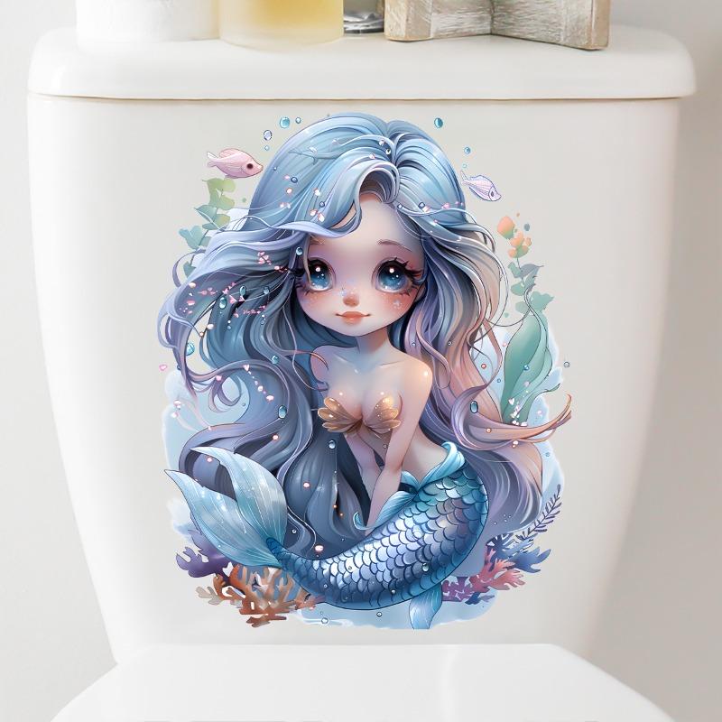 New Cartoon Coral Bathroom Toilet Waterproof Toilet Lid Toilet Sticker Self-Adhesive Sticker