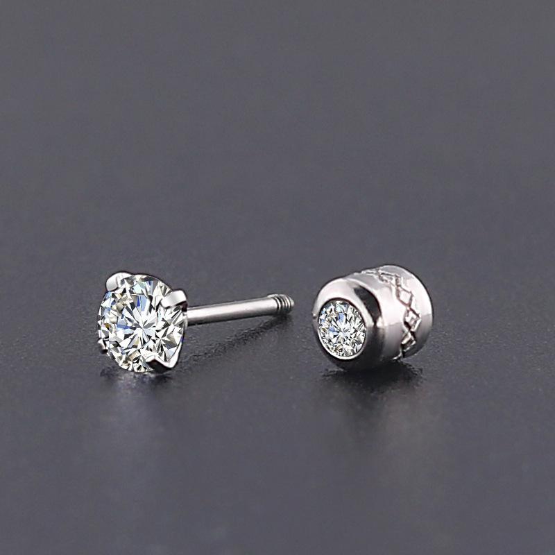 Men s Ear Stud with A Bold Design, Stylish, Niche, High-end, with A Sense of Individuality, Anti-allergic, Simple and Elegant Ear Jewelry. 3mm