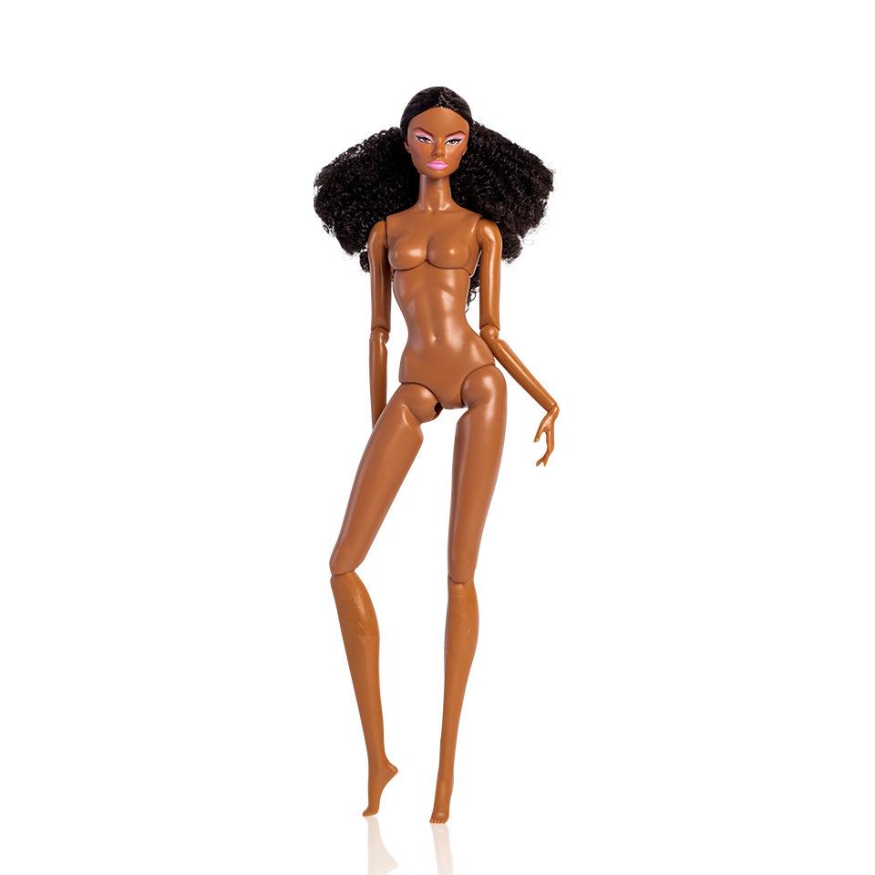New 32Cm Supermodel Doll Toy 1/6 Dress Up Doll Short Hair Black Skin 12 Joint Movable Body + Head Diy Toy Girl Birthday Gifts