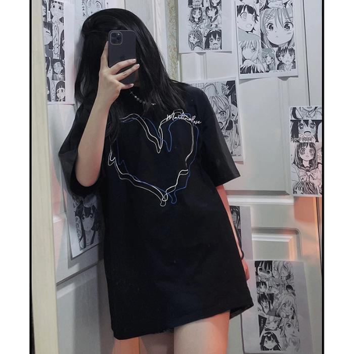 

Combed tight pull shoulder strips good quality cotton short-sleeved t-shirt women s summer new S чёрный