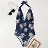 Swimsuit for Women Neck Deep V Floral Print Bathing Suit Backless Swimwear for Beach Pool Vacation