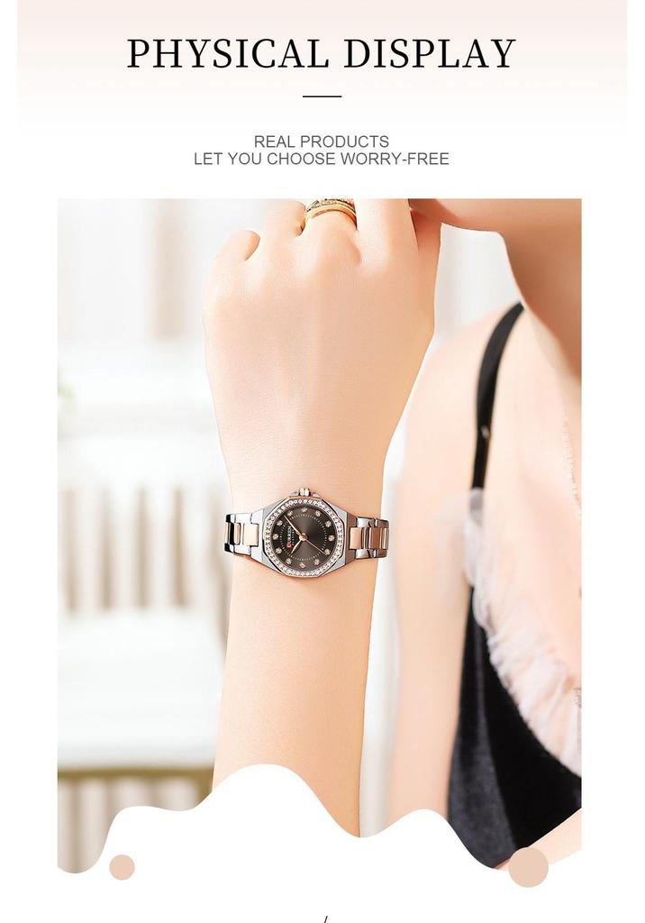 CURREN 9100 Women's Waterproof Quartz Watch with Steel Band and Small Dial