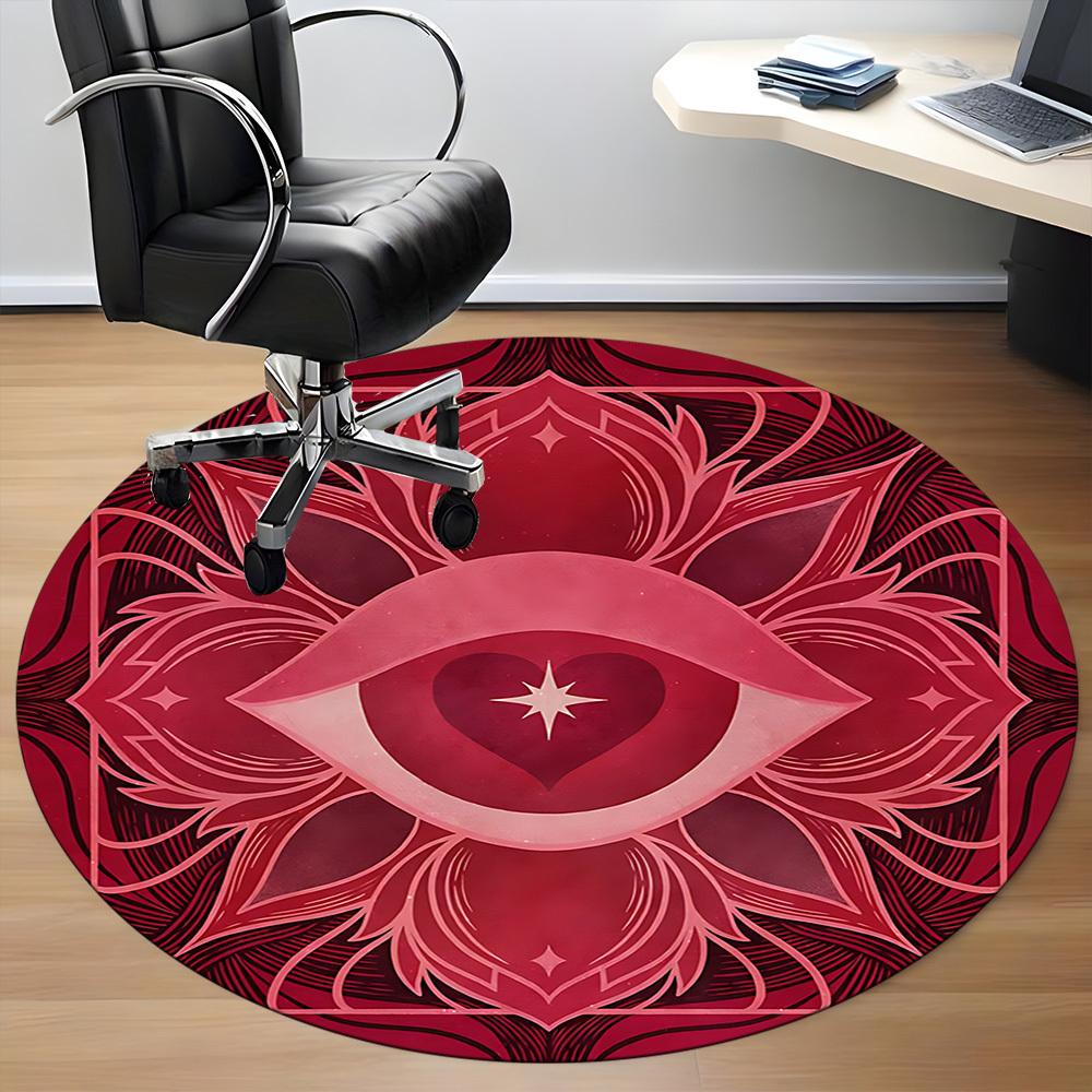 1pc Eye Heart Office Round Area Rug, Mat Suitable For Office, Under Office Chairs Bedroom Living Room Home Decor, Room Deco