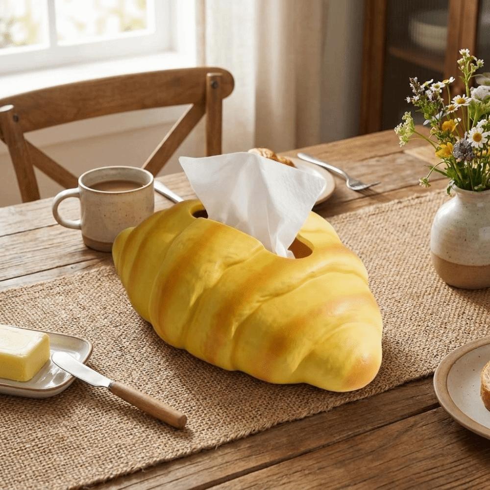 Funny Croissant Tissue Box Food Themed Tissue Box Holder Creative Tissue Dispenser  Cafe and Bakery