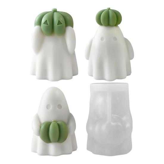 Halloweenská forma na svíčku 3D Duch Dýně Silikonová forma pro odlévání epoxidové pryskyřice Výroba aromaterapeutických svíček mýdla Halloweenská domácí umělecká řemeslná dekorace