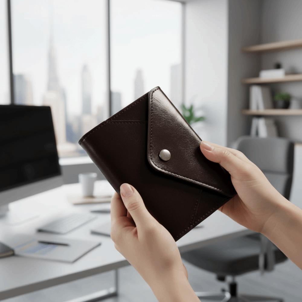 PU Leather Cover Tri-fold Envelope-Style Loose-Leaf Notebook Vintage Planning Journal School