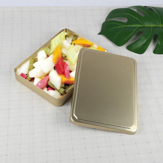 Aluminum Rectangle Box Food Single-layer School Lunch Container Snack Storage