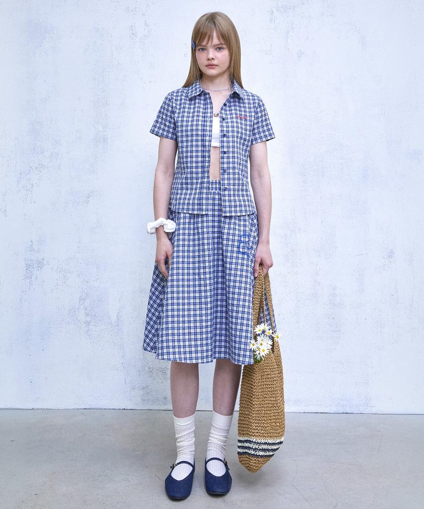 Wacky Willy Women'S Check Midi Skirt Blue