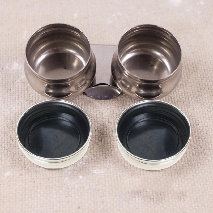 Double Dipper Painting Pots Container Palette Cup Metal Pallete Cup Oil Paint Pots Art Supplies for Drawing