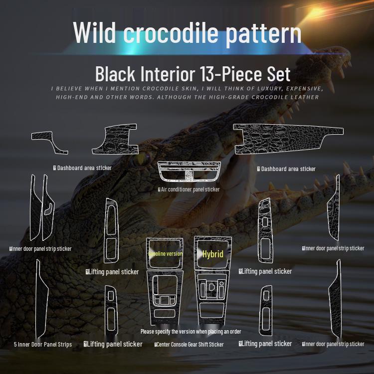 Krokodilmusterfolie für BYD Song MAX Innenraumkonsole & Paneeldekoration, Wildschwarzer Aufkleber