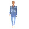 European & American Slim Fit Stretch Denim Jumpsuit with Small Leg Opening