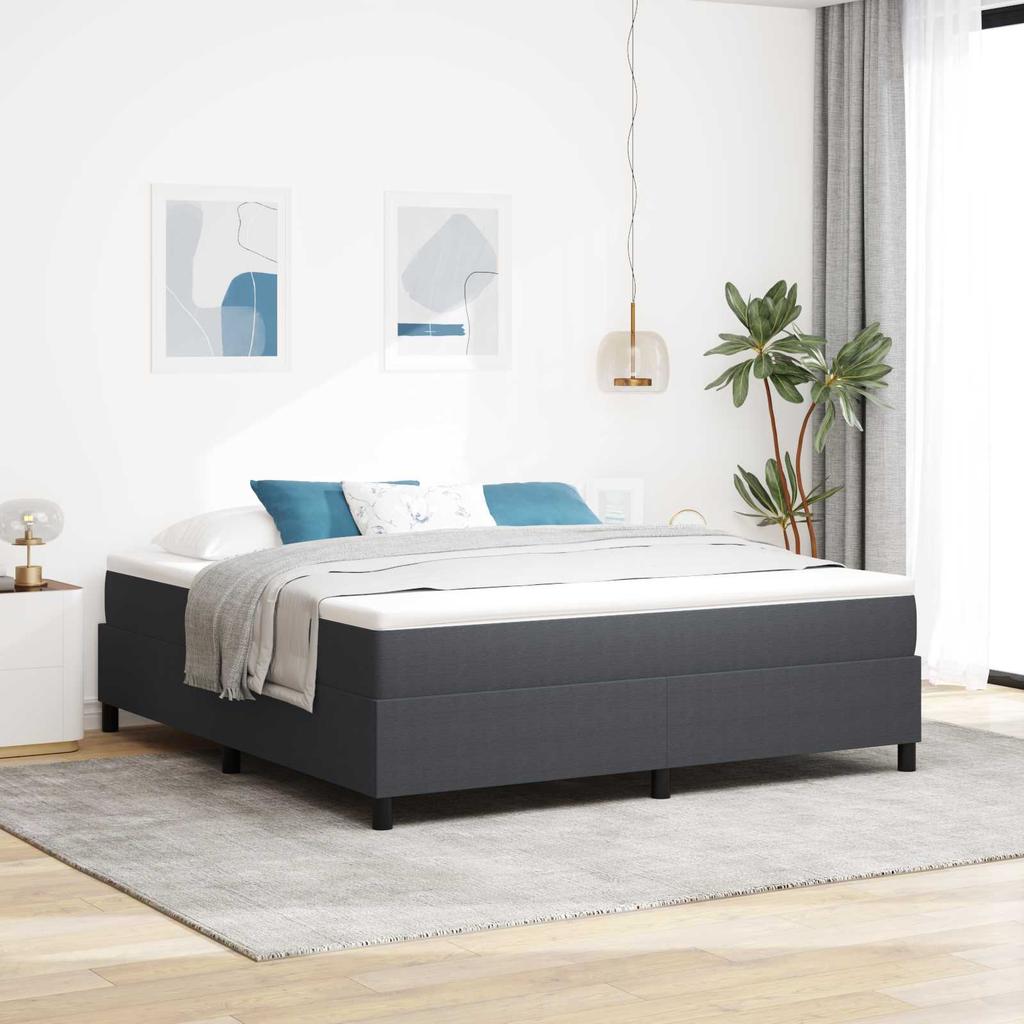 Platform Bed Frame Dark Grey 180 x 200 cm Corduroy Fabric