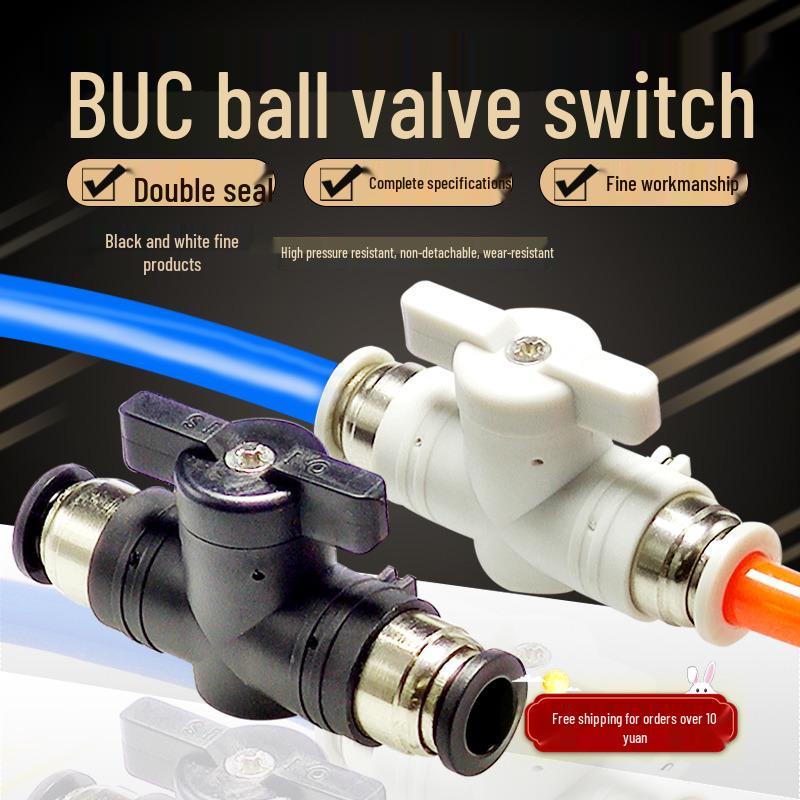 8mm Pneumatic Hand-Turned Ball Valve BUC-08 for Air Tube Quick Push-in Fitting