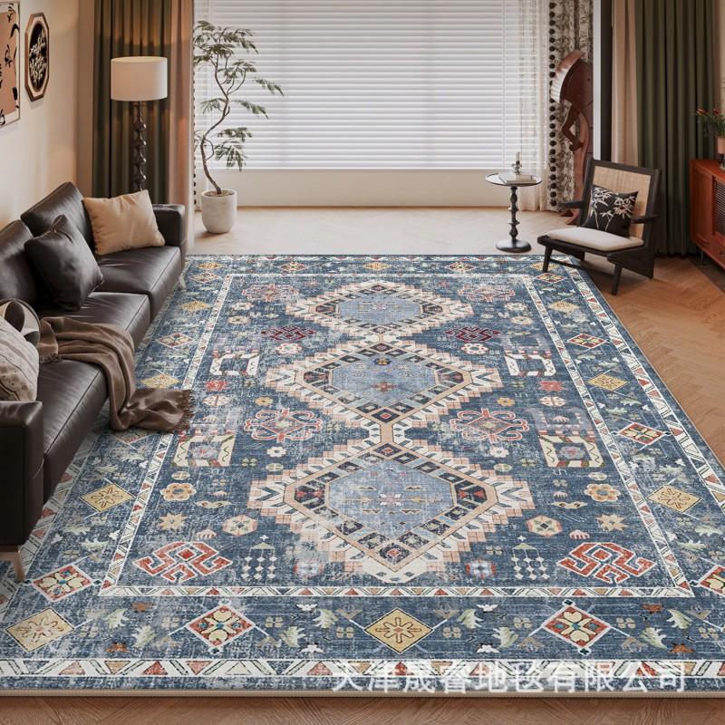 Modern Geometric Area Rug Living Room Bedroom Non-Slip Washable Soft Faux Wool Carpet Square
