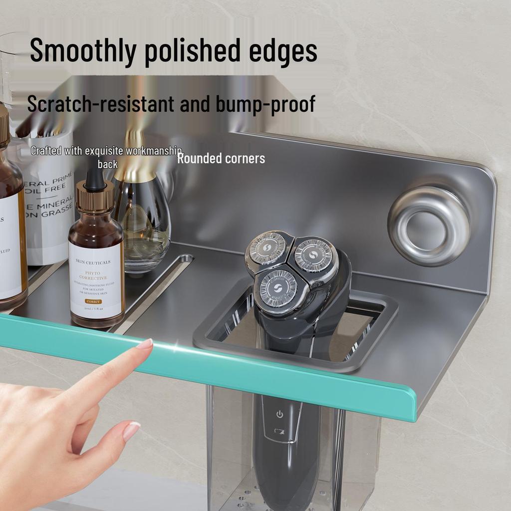 Wandmontiertes, bohrfreies Badezimmerregal mit Armaturenbrett