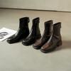 Retro square head elastic thin boots women's new thick heel short Chelsea boots versatile commuter leather boots