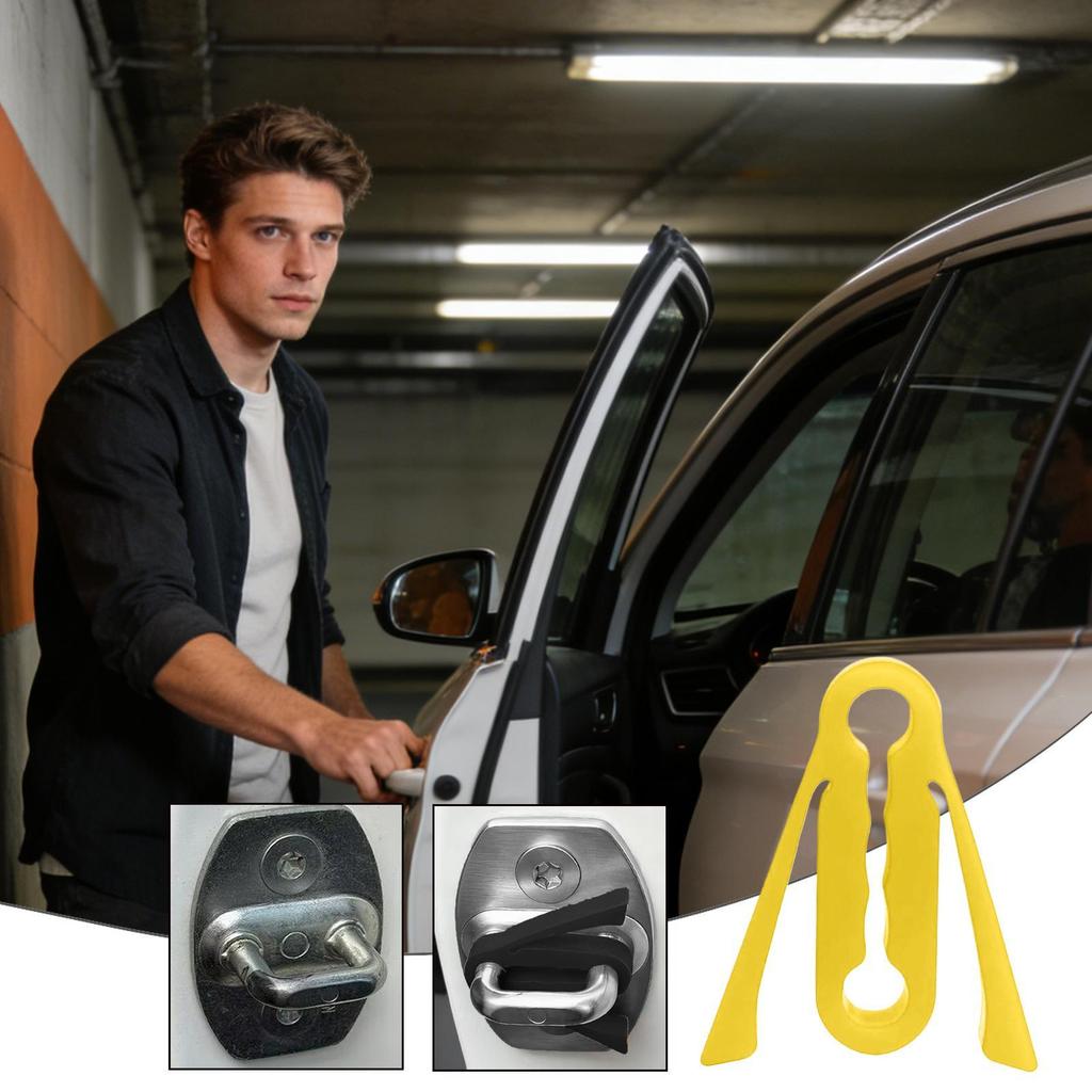 4Pcs Silicone Car Door Latch Covers, Shock-Absorbing Noise Reduction Pad Protector for SUV, Truck & Sedan Durable Interior Guard