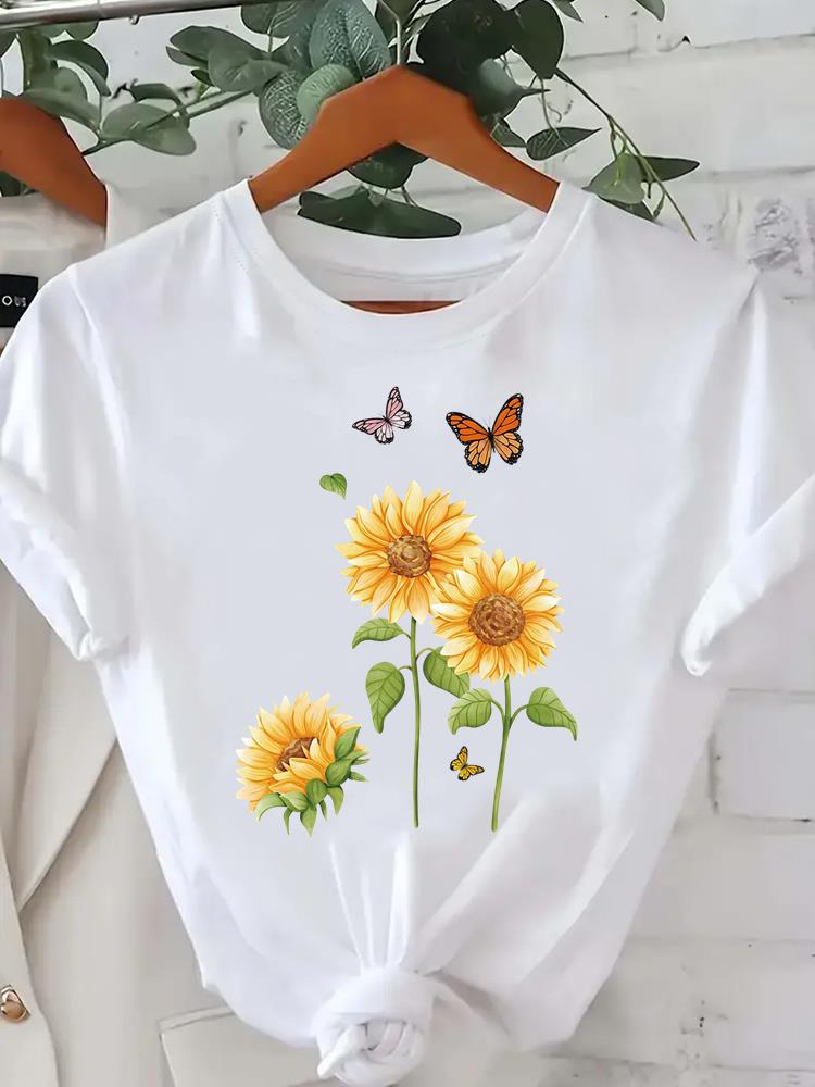 (Asian Size) Butterfly Cute 90s Tee Clothing Lady Female Top Printed Women Casual T Shirt Fashion Graphic Short Sleeve T-shirts