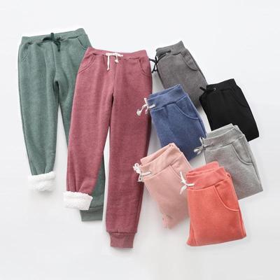 Women's Lambswool Plus Velvet Warm Casual Pants - Slimming, Cuffed, Straight-Leg Sweatpants for Autumn and Winter