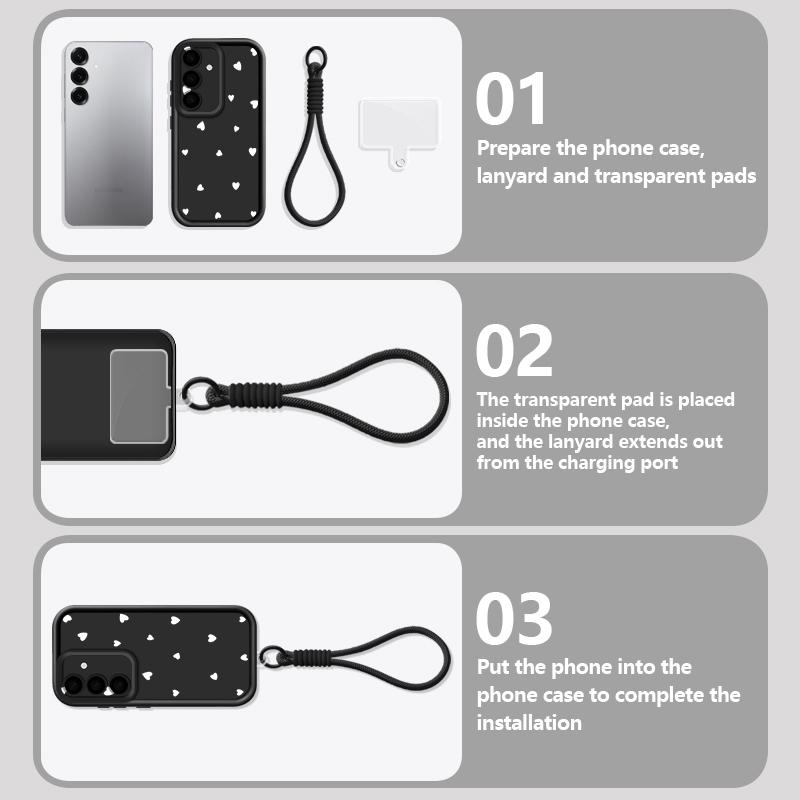 Simple Love Patterned Lanyard Phone Case For Samsung Galaxy S2 S24 FE S26 S24 S23 S22 Ultra S23 Plus S2 Edge Soft Strap Cover