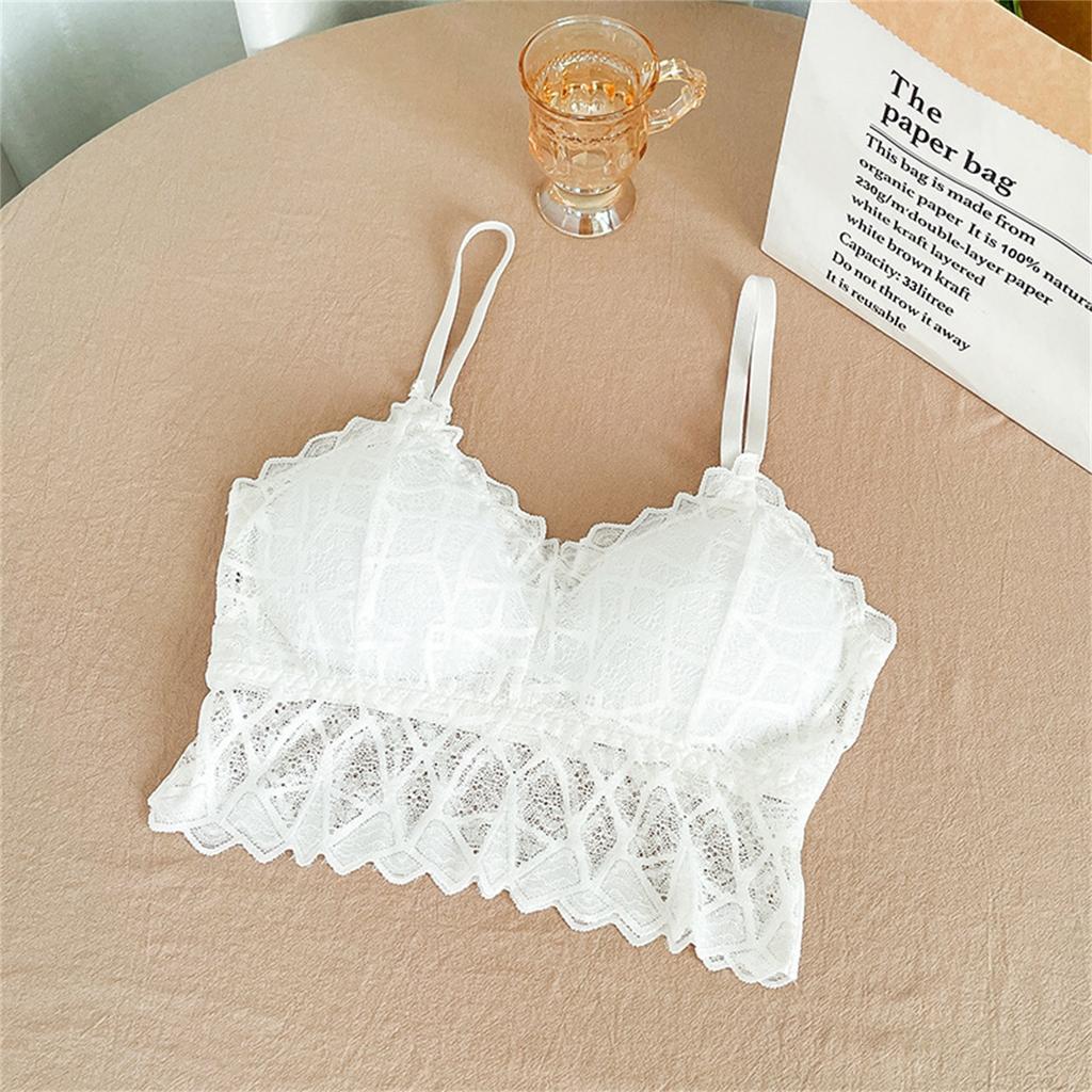 Lace Bra Women's Lace Bandeau Bra With Straps And Removable Padding