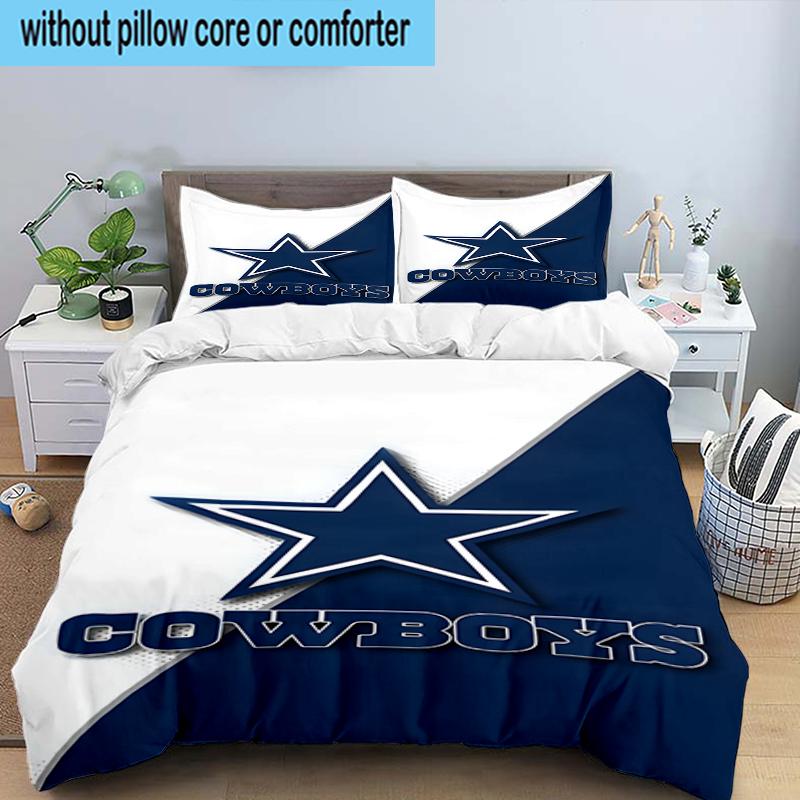 Cowboys Team Logo 3PCS Bedding Set 2D Printing (Includes 1 Duvet Cover + 2 Pillowcases Coreless), Bedroom decor,Fan Gift