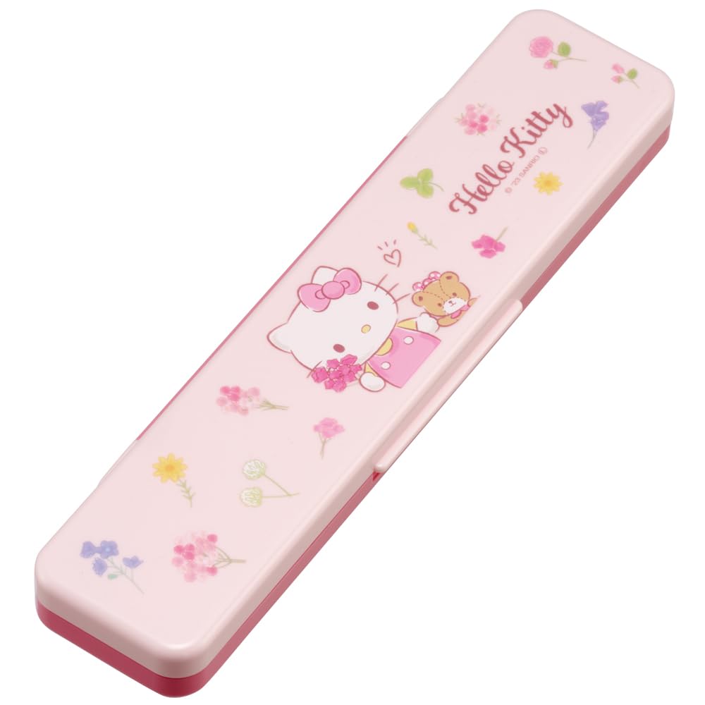 Skater Chopsticks and Spoon Bento Combo Made in Sanrio Hello Kitty Flower Set, Box, Adult, Antibacterial, Set, 18cm, Quiet, Japan, Wreath, CCS3SAAG-A