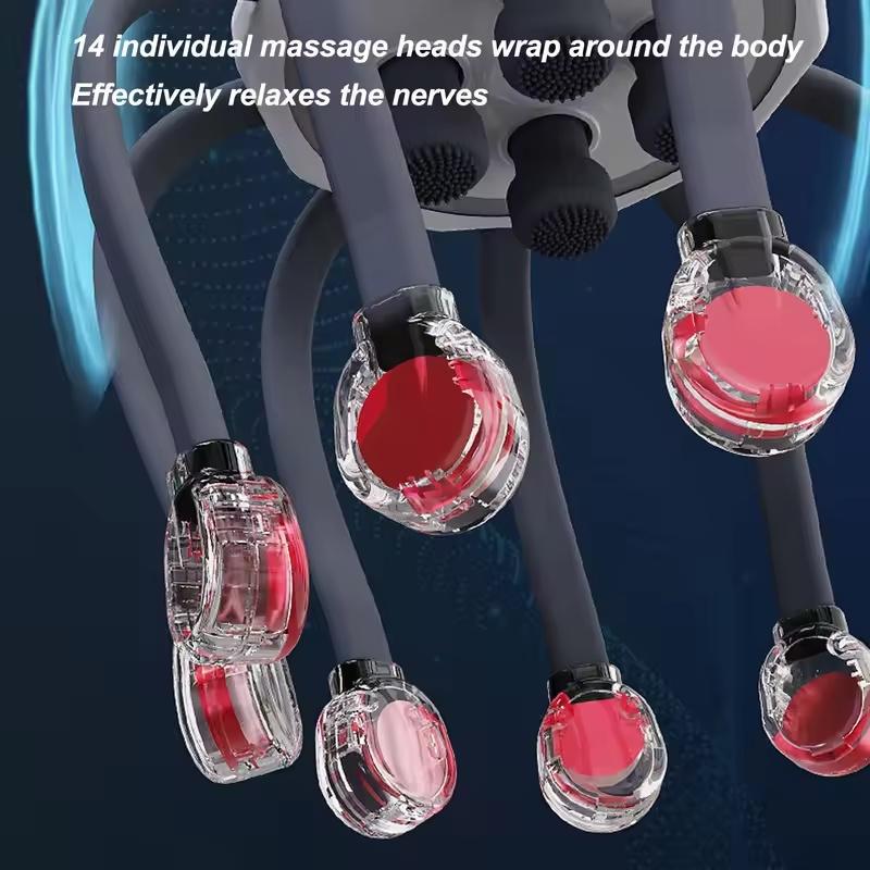 Electric Claw Scalp Scratcher 10 Vibration Contacts 5 Massage Mode Head Red Ray Cordless Portable Head Massager For Relaxation