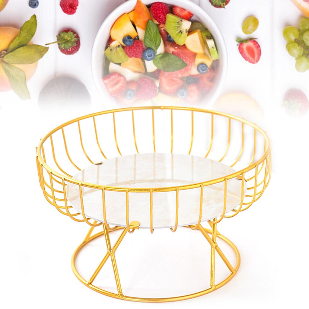 Countertop Fruit Bowl Multi Purpose Large Capacity Metal Wire Basket for Fruits Breads Vegetables Snacks Large Gold