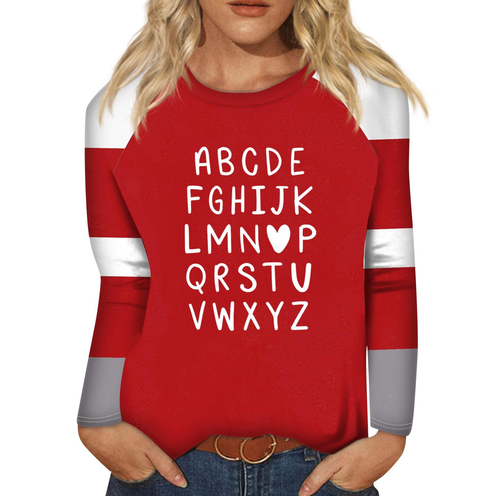 

Рубашка для женщин, модная повседневная футболка с рукавом реглан, круглым вырезом и длинным рукавом, свободная футболка с принтом, женский топ S розовый