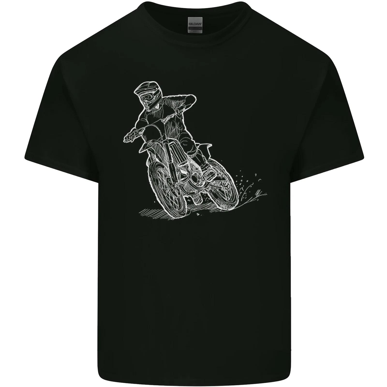 Motocross Bike Line Drawing Dirt Bike MotoX Kids T-Shirt Childrens L
