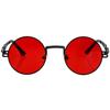 Kursan Round Sunglasses for Men and Hippie Retro Metal UV 400 A2 Black Size M Women, Glasses, Frame, Protection, Frame/Red Lens,