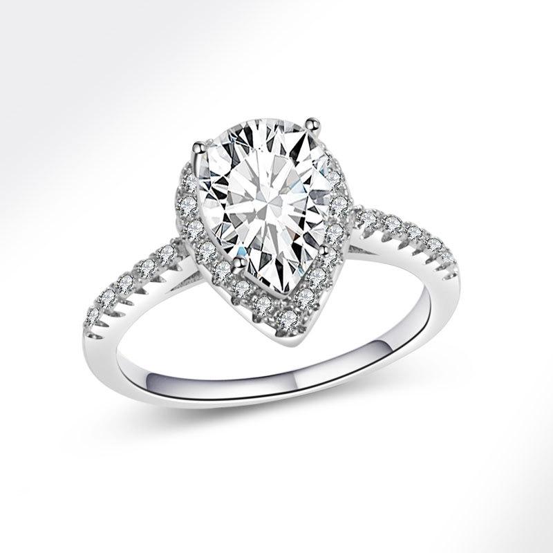 Creative Sparkling Teardrop Zircon Wedding Ring For Women Bridal Jewelry Elegant Engagement Band Anniversary Gift