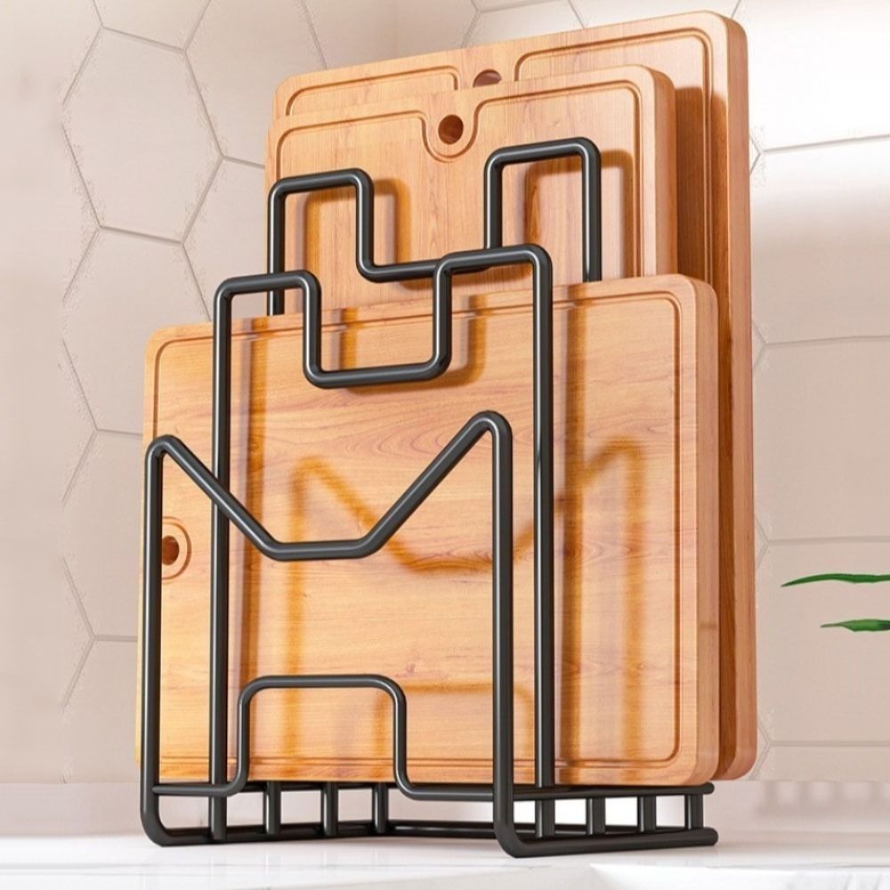 

Multi Layer Pot Lid Rack Shelf Iron Art Chopping Board Organizer Kitchen Storage чорний
