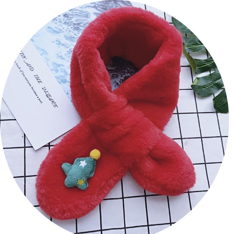 Korean Style Christmas Plush Scarf for Kids, Ages 1-6 – Warm & Trendy Cartoon Design for Boys & Girls