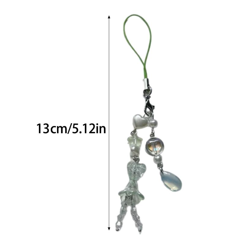 Sweet Strawberry Beaded Phone Charm Straps Car Key Hangings Pendants Fashion Bag Decoration Lanyard Purse Accessories