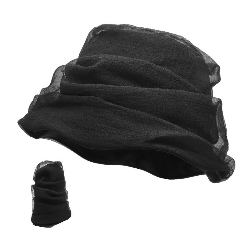 

Весна новая льняная пряжа плиссированная шляпа-панама рыбака нишевый дизайн солнцезащитная солнцезащитная показывает маленькое лицо модная универсальная M（56-58cm）