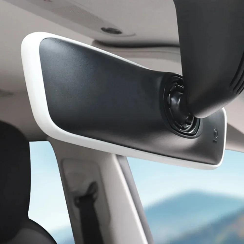 For Tesla Model 3 Y 2024 Interior Accessories Rearview Mirror Protector Trim Silicone Decor Frame White Pink Protection Strip