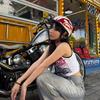 Retro Men's Motorcycle Half Helmet with Goggles, Flip-up American Style