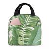 Green Tropical Leaf Print Insulated Lunch Bag for Kids School Cooler Thermal Food Box Tote Portable Lunch Boxes Container