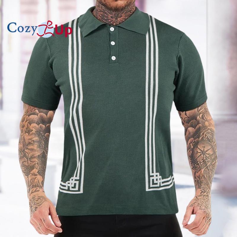 Cozy Up Men's Casual Knit Polo Shirt Knitted Button Down Shirt
