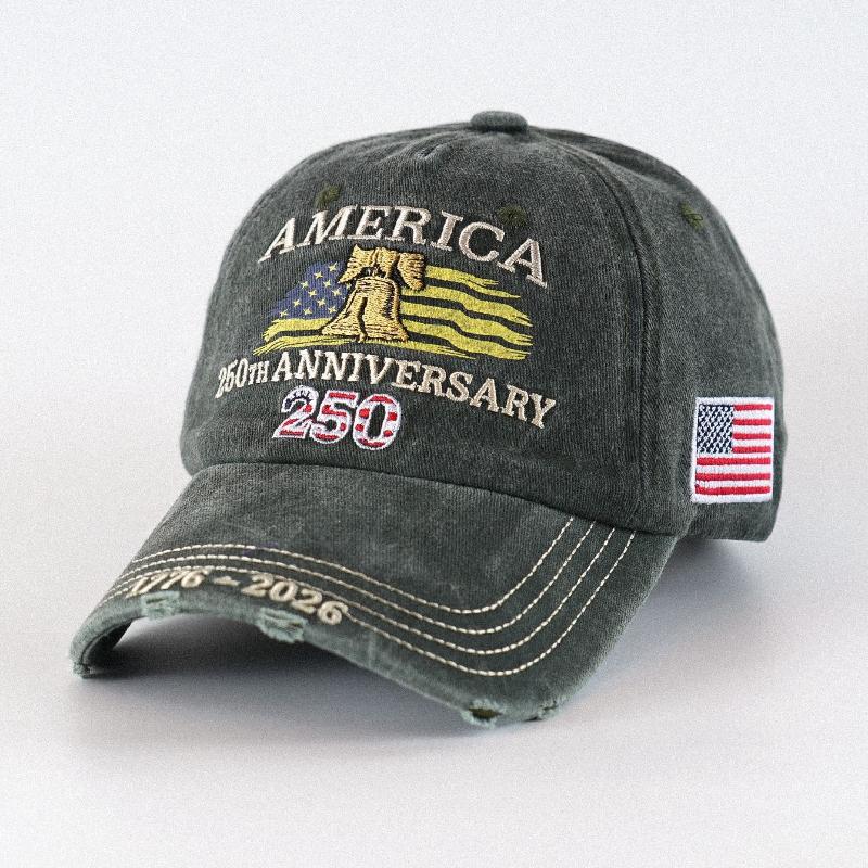 

1pc USA 250th Anniversary Commemorative Baseball Caps for men adjustable retro Washed with Sun Protection for parties,daily wear Adjustable зелёный