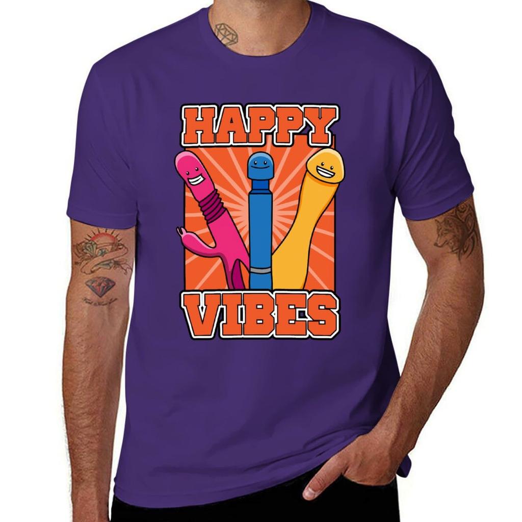Happy Vibes Vibrator Dildo T-Shirt Blacks Animal Prinfor Boys Boys Whites Black T-shirts for Men