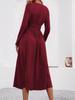 Elegant Women's V-Neck Long Sleeve Ruched Waist Dress for Autumn/Winter