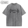 Maglietta da Uomo Retro Usurata Lavata Puro Cotone Vestibilità Larga Casual Manica Corta Stampa Testo Gotico Scuro Top Stylish da Pendolare