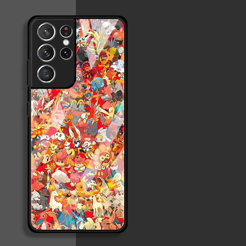 

Luxury Phone Cover Glass Case for Samsung Galaxy S25 Ultra S23+ S24+ S22 S25+ S23 Plus S21 S20 FE S24 Pokemon Pikachu Galaxy S23