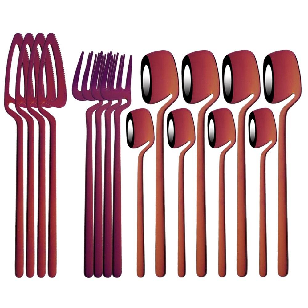 16Pcs Rainbow Color Dinnerware Flatware Cutlery Set Dinner Forks Knives Coffee Tea Spoons Stainless Steel Tableware Dinner Set