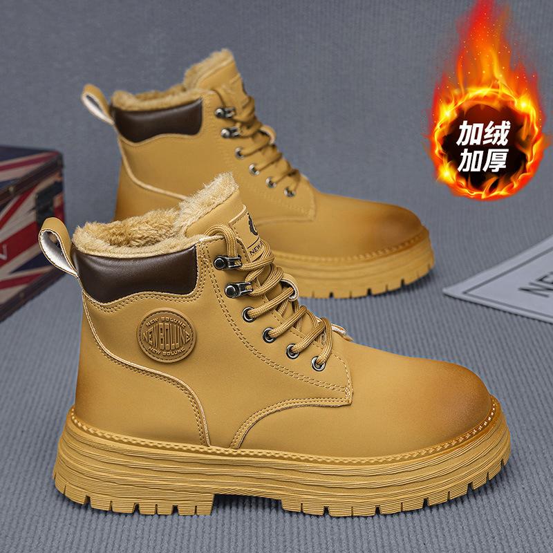 Martin boots new winter velvet thickened warm outdoor leisure sports wear-resistant rhubarb boots